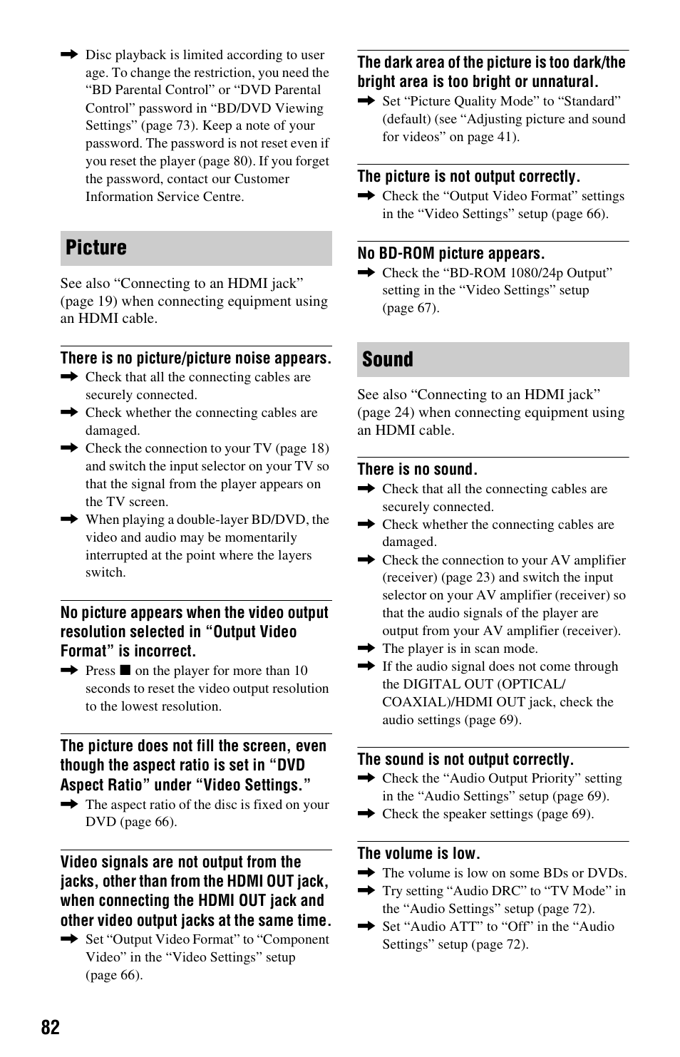 Picture sound | Sony BDP-CX7000ES User Manual | Page 82 / 99