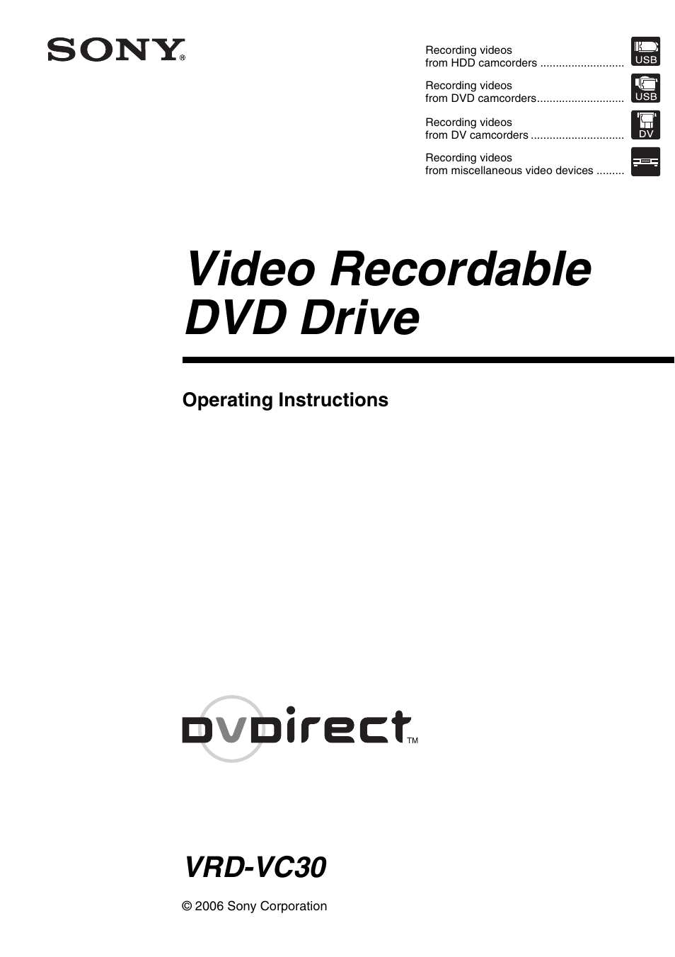 Sony VRD-VC30 User Manual | 64 pages