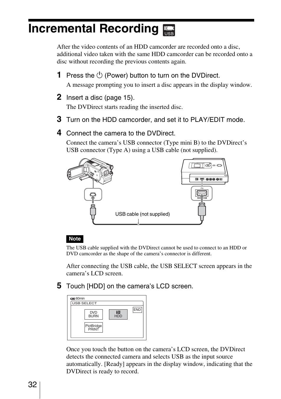 Incremental recording | Sony VRD-VC30 User Manual | Page 32 / 64