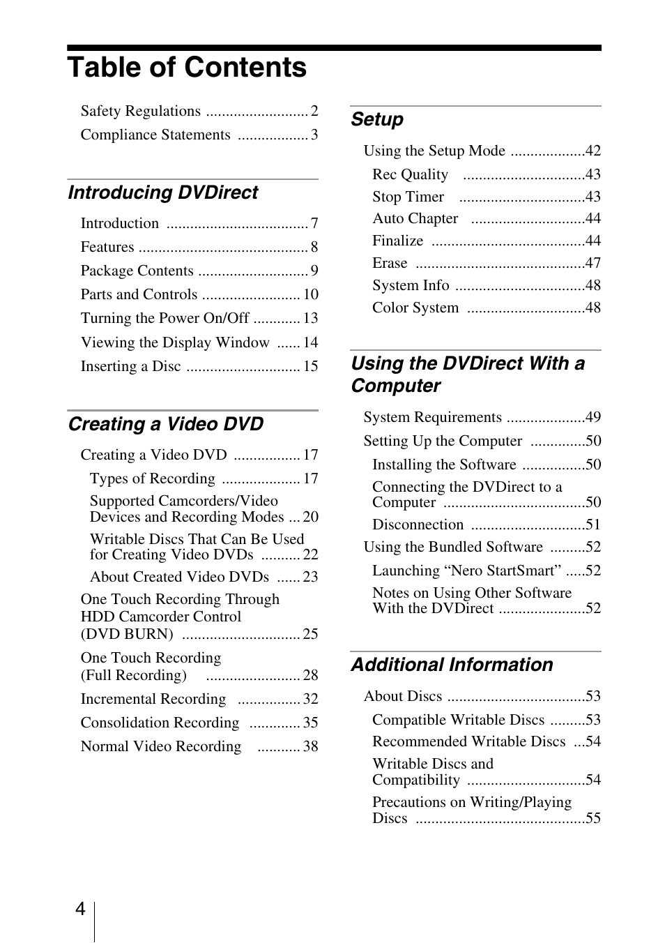 Sony VRD-VC30 User Manual | Page 4 / 64