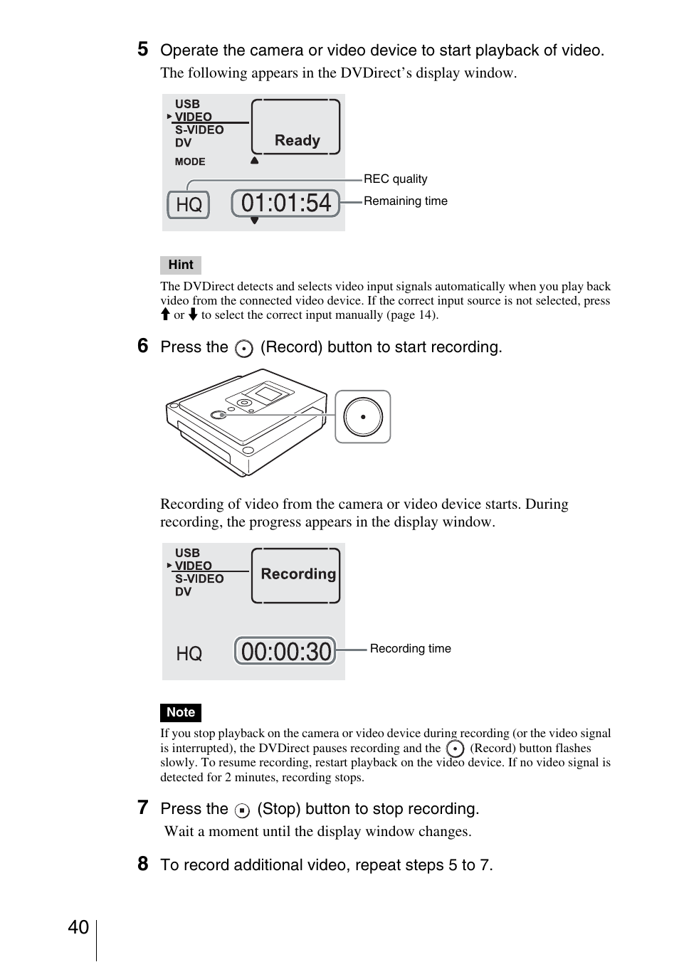 Sony VRD-VC30 User Manual | Page 40 / 64