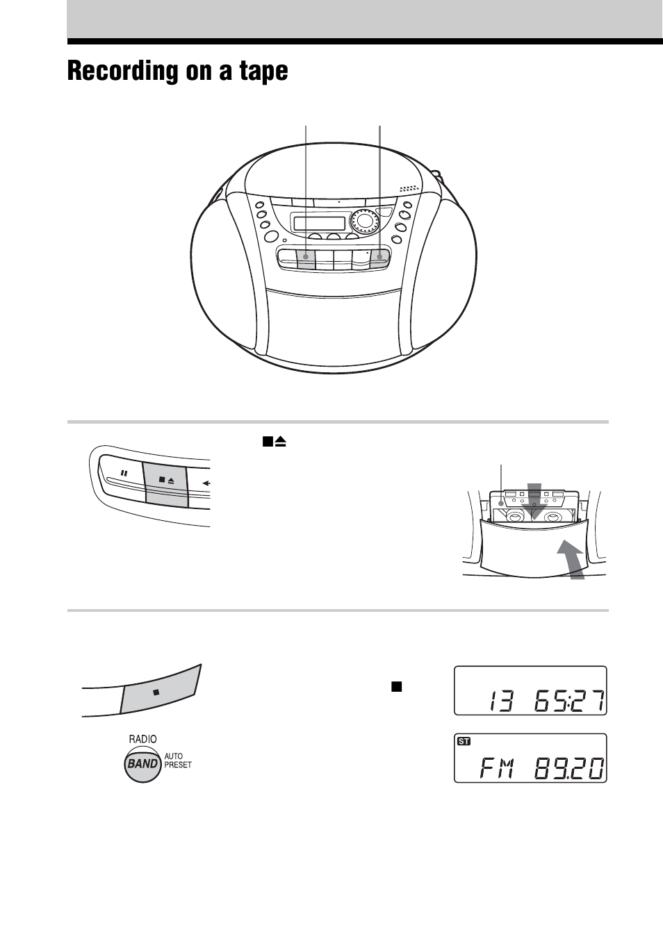 Recording on a tape | Sony CFD-E90L User Manual | Page 10 / 68