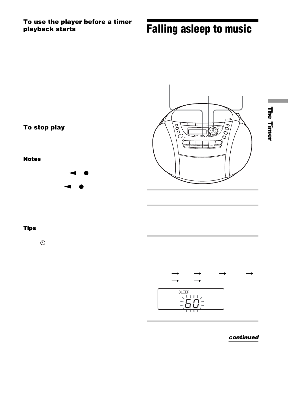 Falling asleep to music | Sony CFD-E90L User Manual | Page 21 / 68