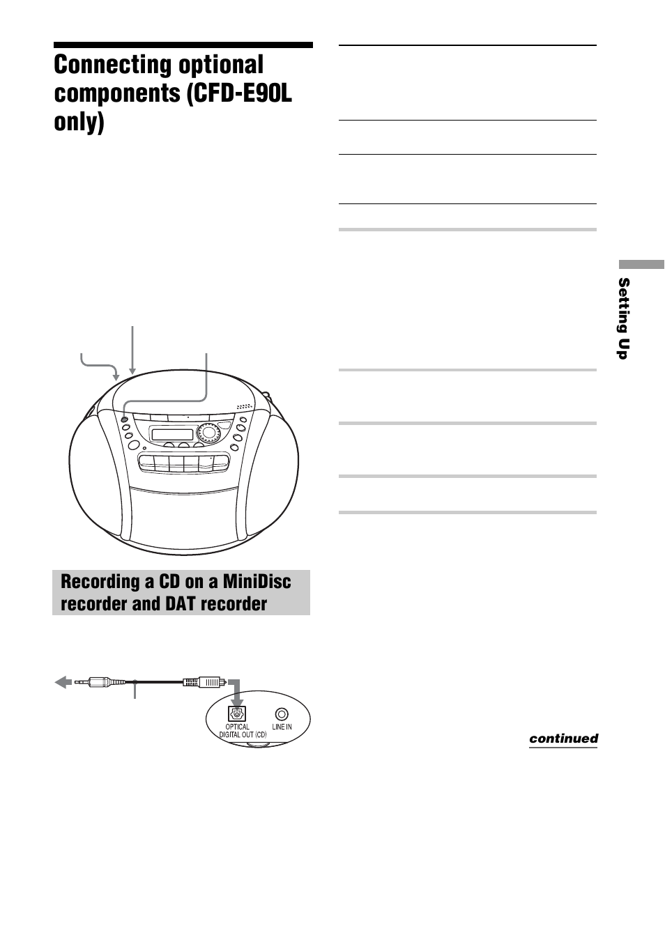 Connecting optional components (cfd-e90l only) | Sony CFD-E90L User Manual | Page 25 / 68