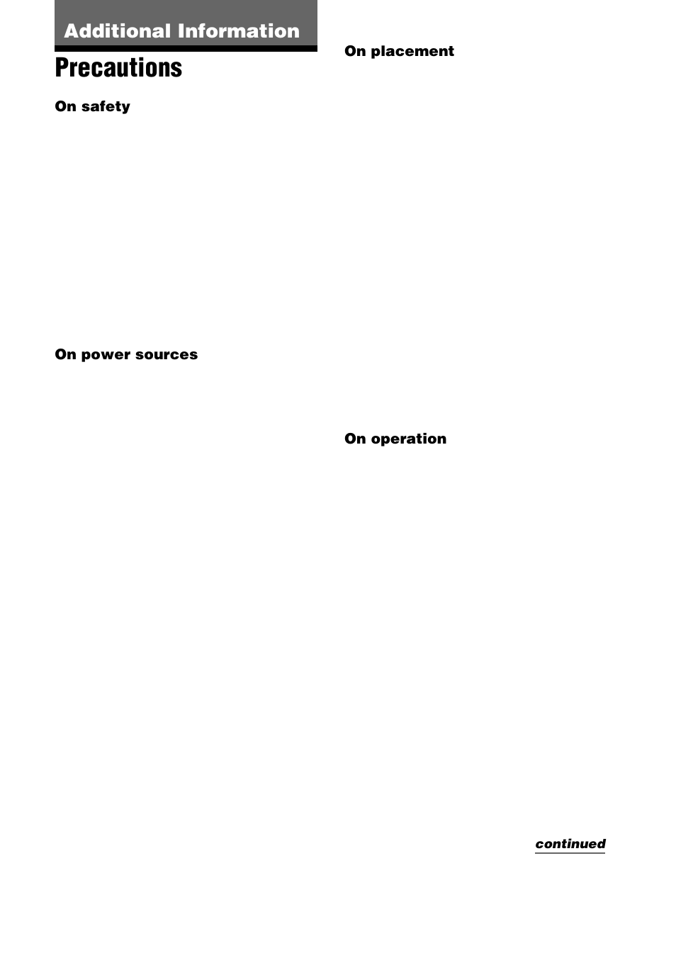 Additional information, Precautions | Sony CFD-E90L User Manual | Page 27 / 68
