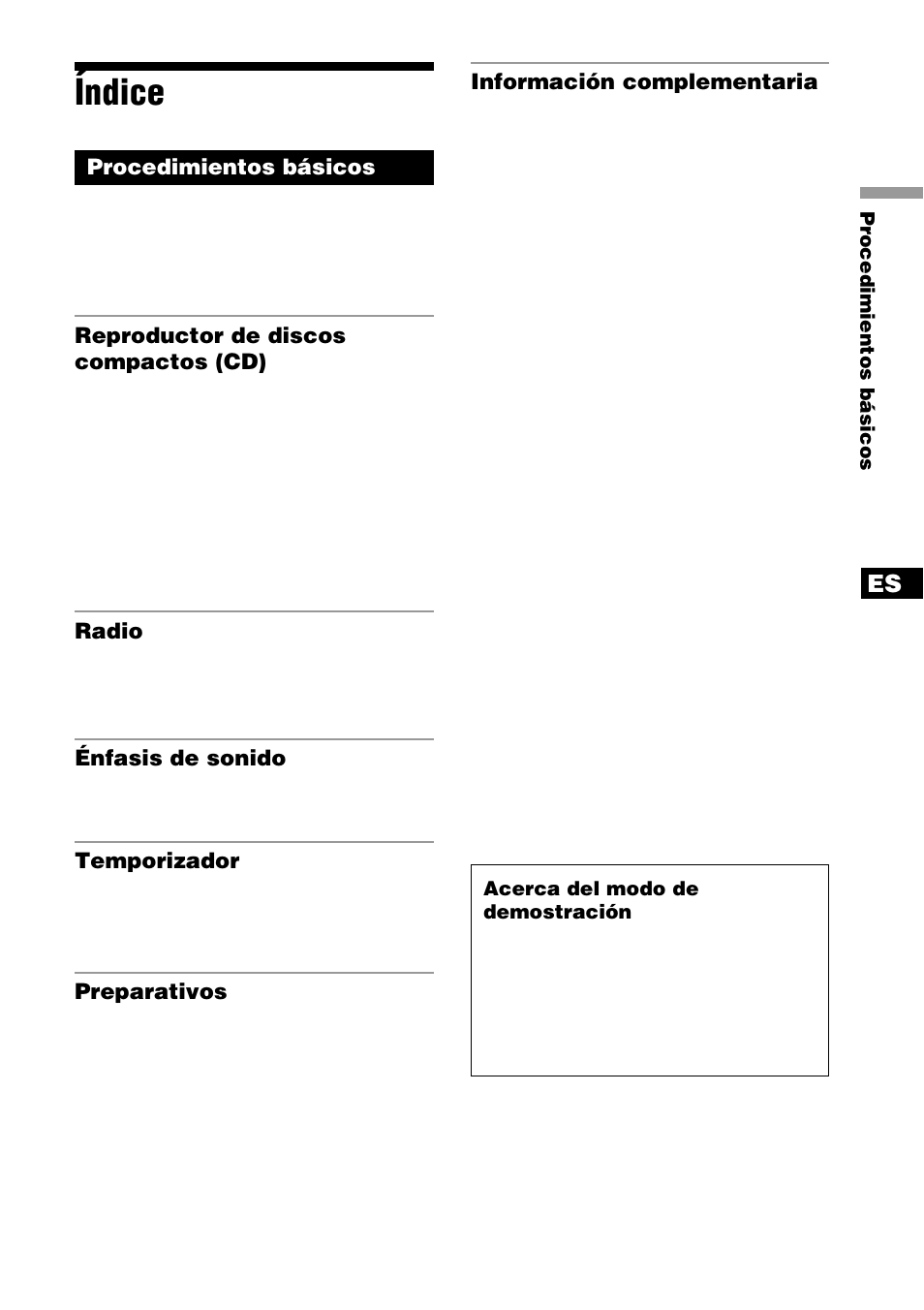 Índice | Sony CFD-E90L User Manual | Page 35 / 68