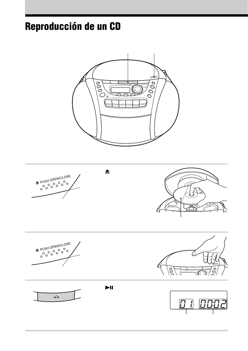Procedimientos básicos, Reproducción de un cd | Sony CFD-E90L User Manual | Page 36 / 68