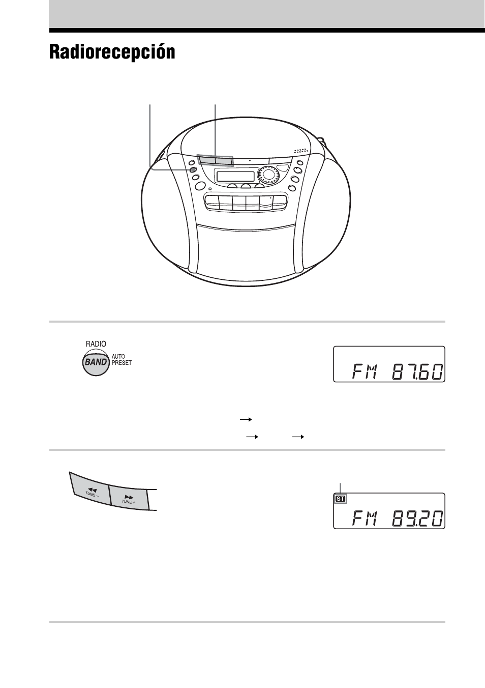Radiorecepción | Sony CFD-E90L User Manual | Page 38 / 68