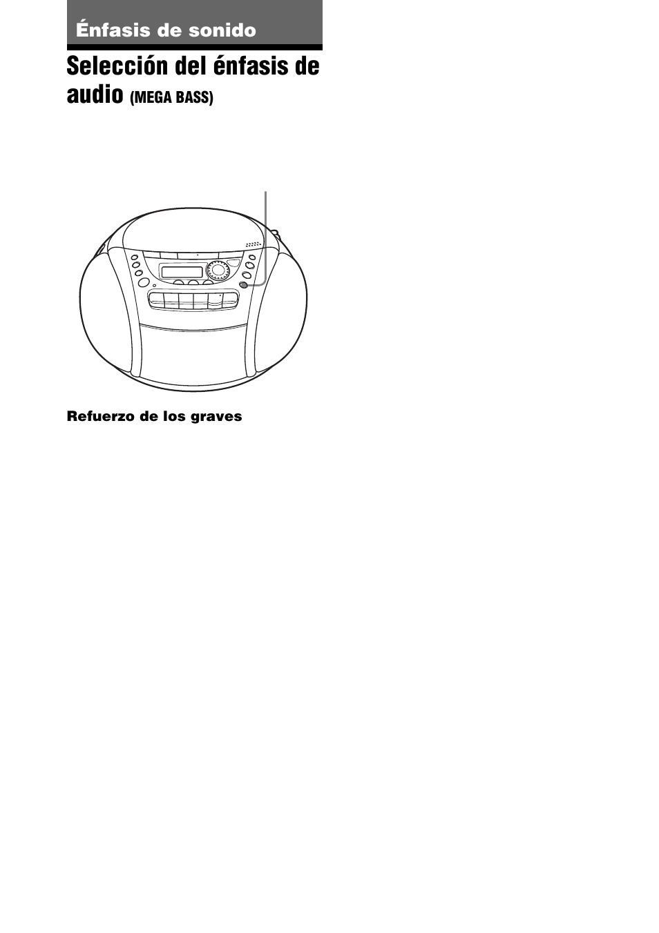 Énfasis de sonido, Selección del énfasis de audio (mega bass), Selección del énfasis de audio | Mega bass) | Sony CFD-E90L User Manual | Page 50 / 68