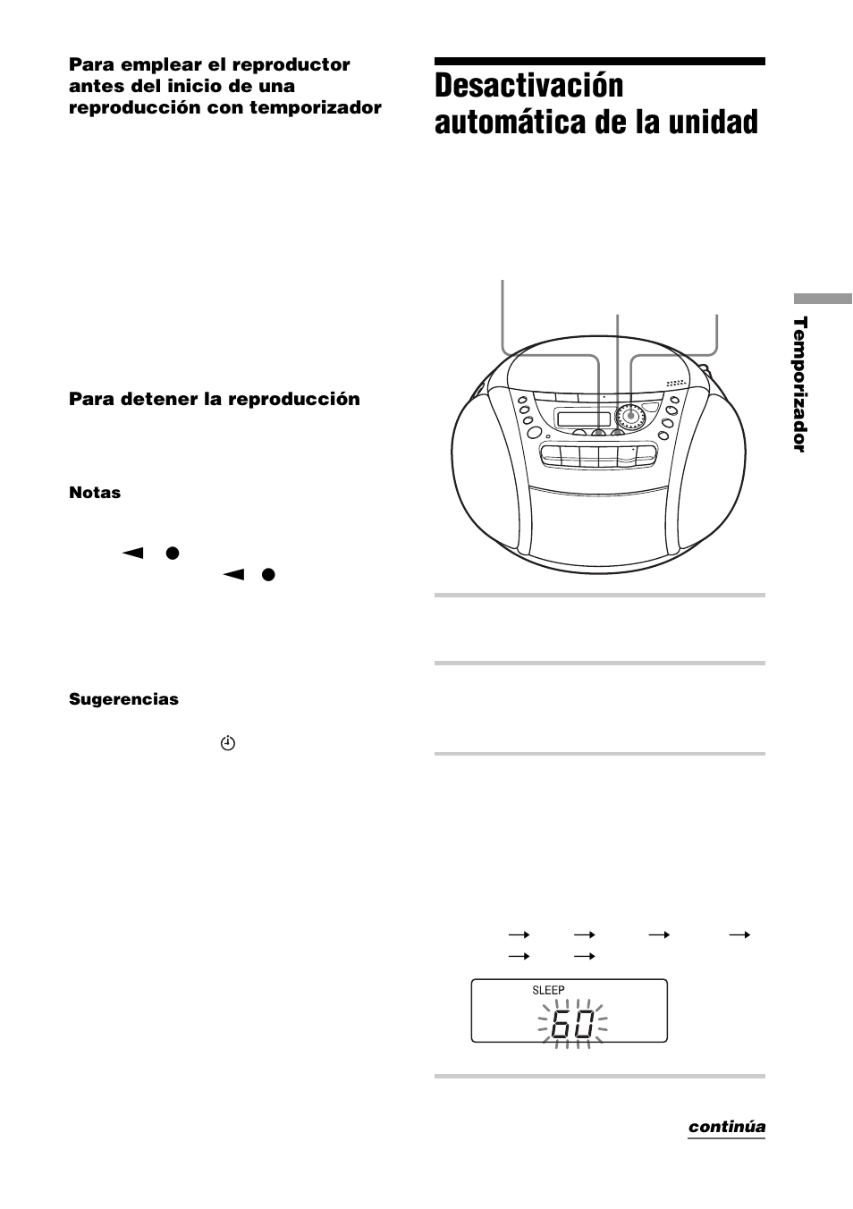 Desactivación automática de la unidad | Sony CFD-E90L User Manual | Page 53 / 68