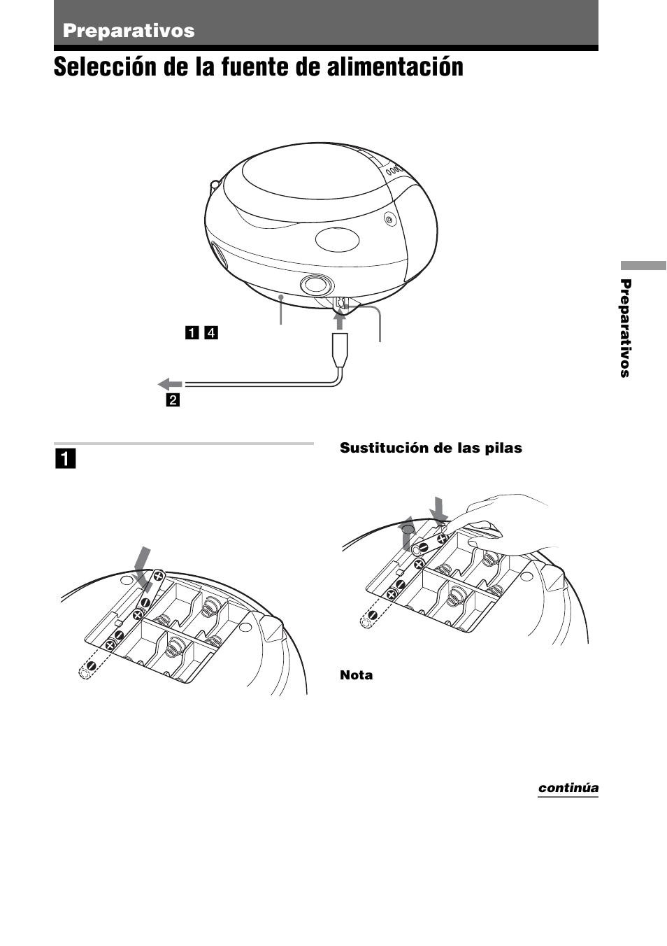 Preparativos, Selección de la fuente de alimentación | Sony CFD-E90L User Manual | Page 55 / 68