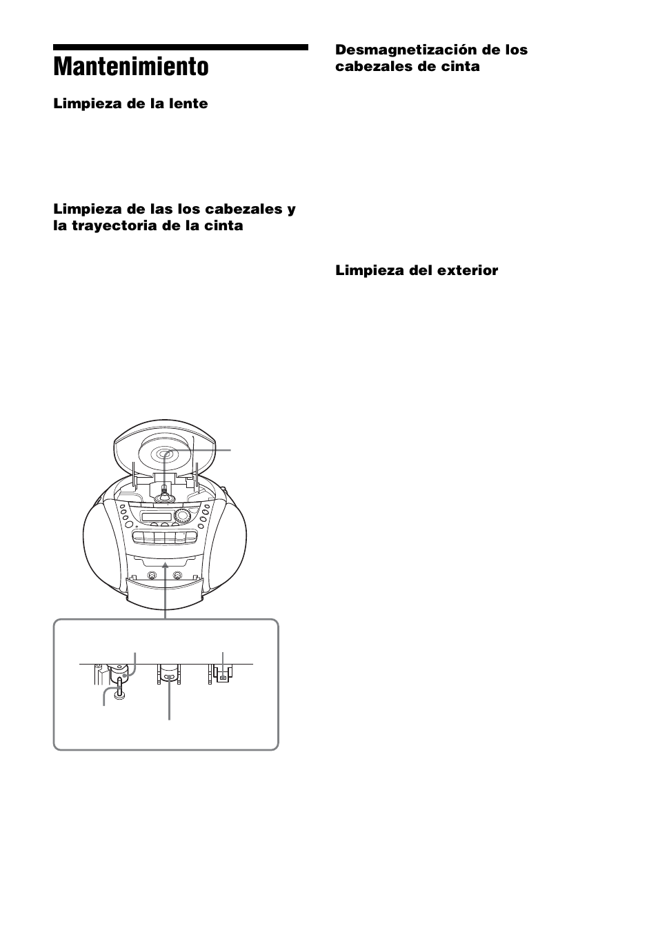 Mantenimiento | Sony CFD-E90L User Manual | Page 63 / 68