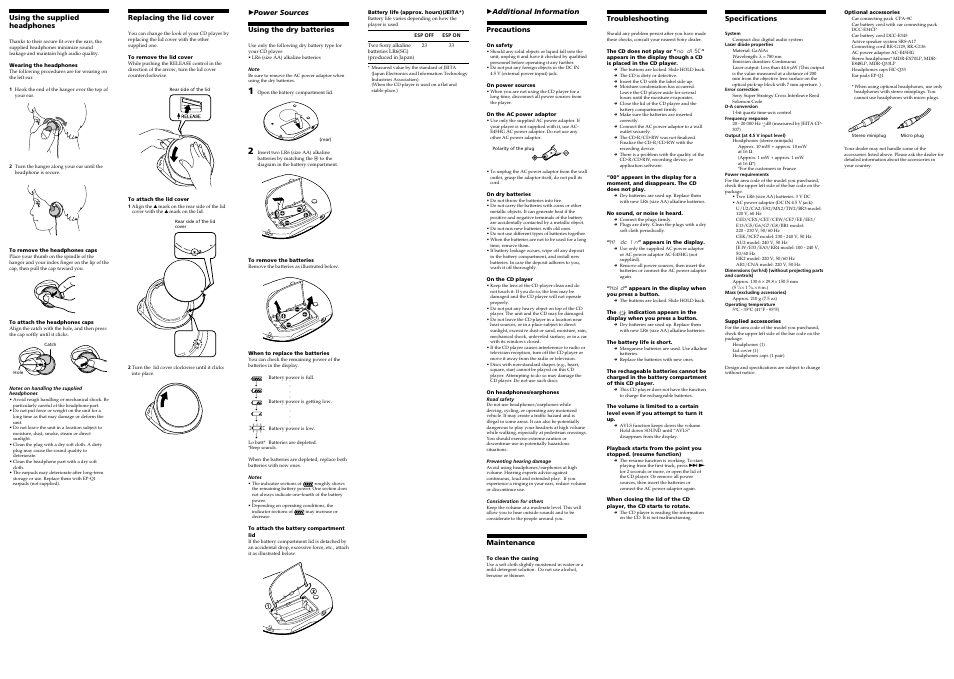 Sony CD Walkman D-EQ550 User Manual | Page 2 / 2