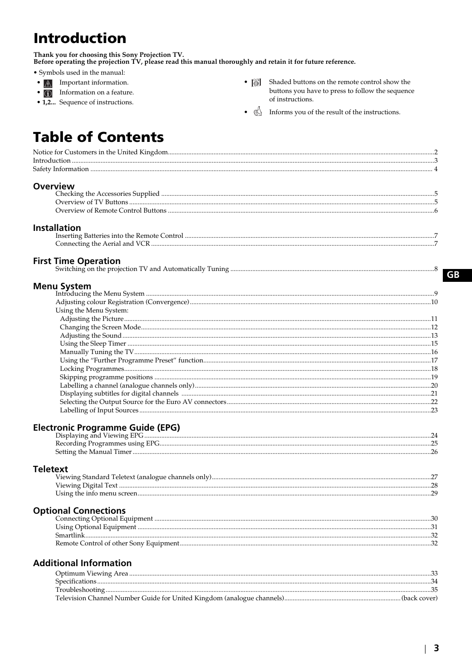 Sony KP-51DS2U User Manual | Page 3 / 36