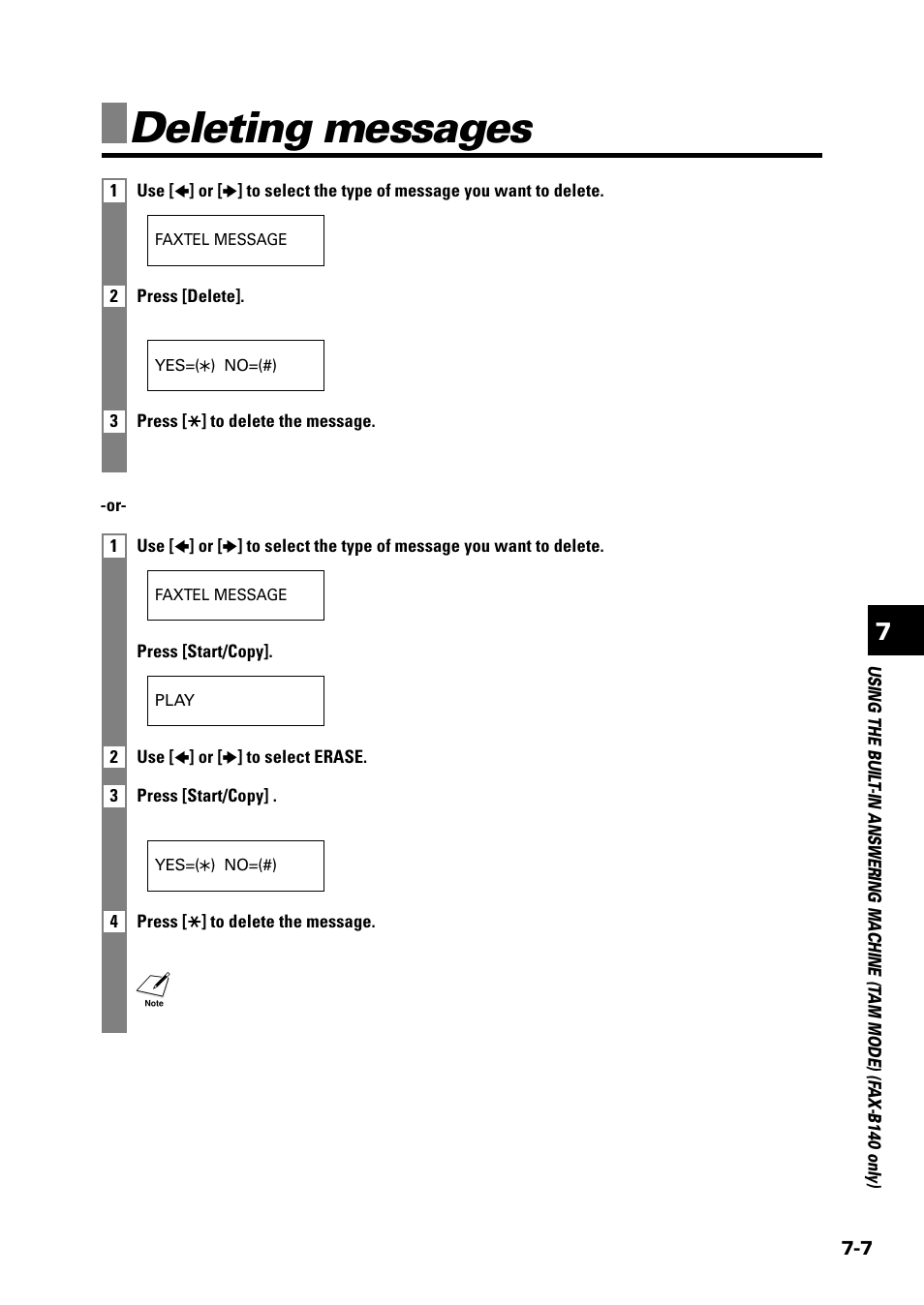 Deleting messages | Sony FAX-B140 User Manual | Page 73 / 119