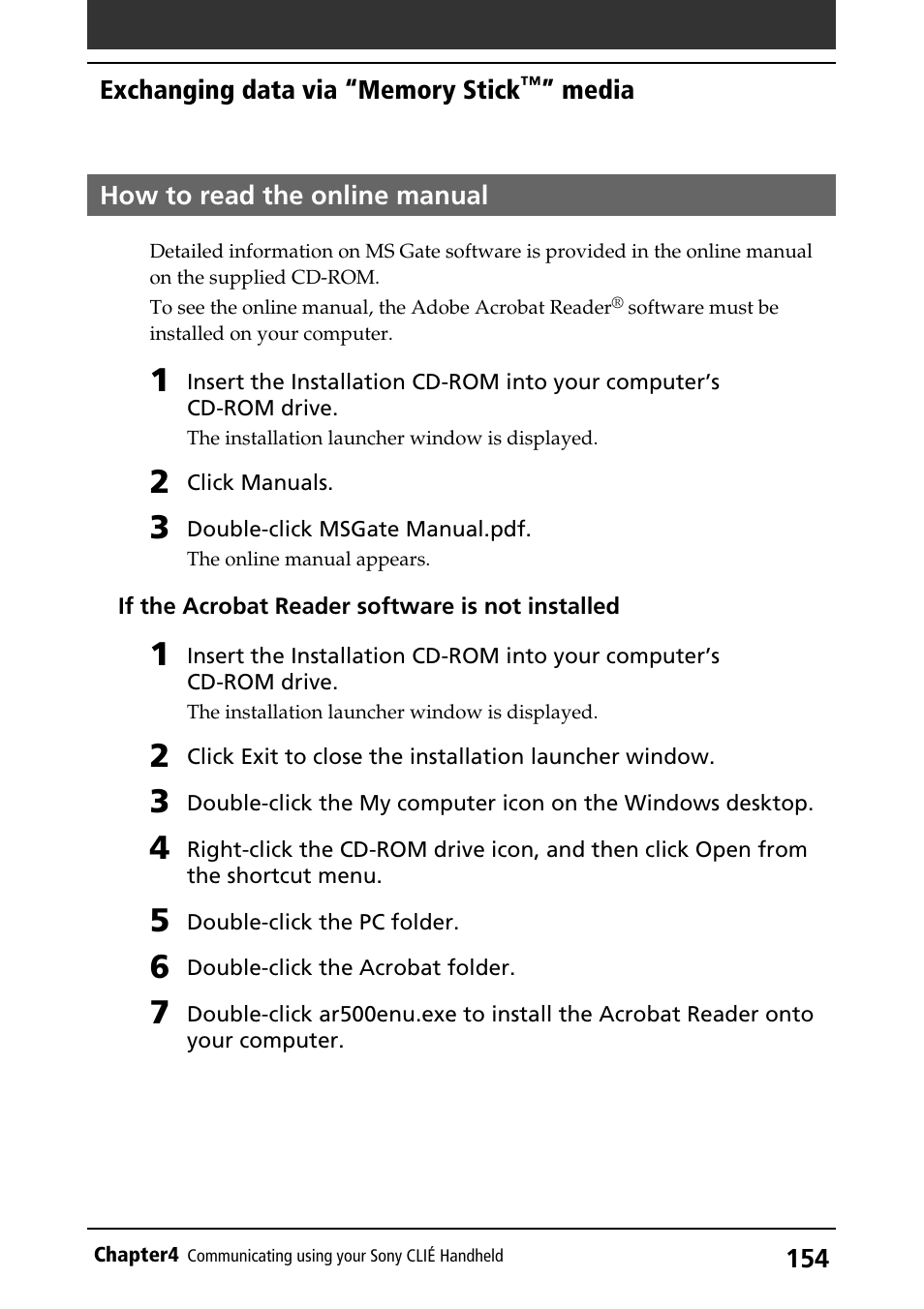 How to read the online manual | Sony PEG-S360 User Manual | Page 154 / 220