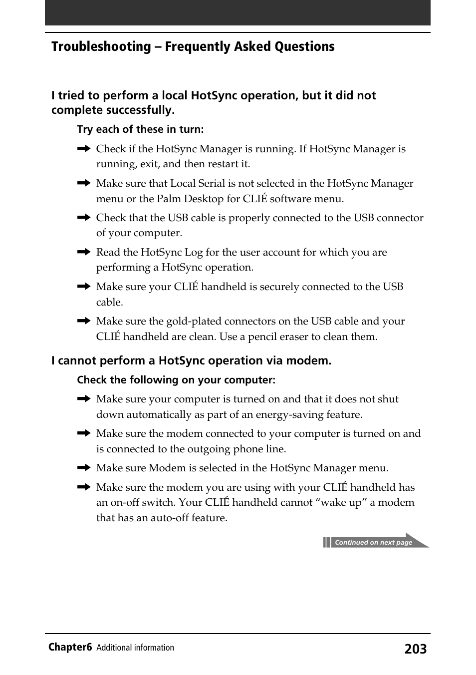 Troubleshooting – frequently asked questions | Sony PEG-S360 User Manual | Page 203 / 220