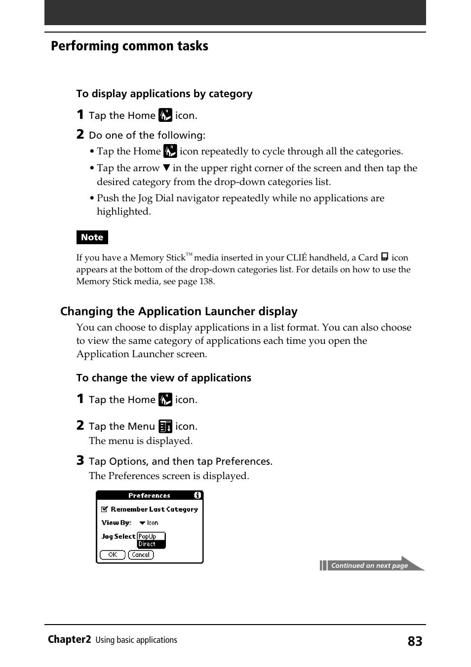 Performing common tasks | Sony PEG-S360 User Manual | Page 83 / 220