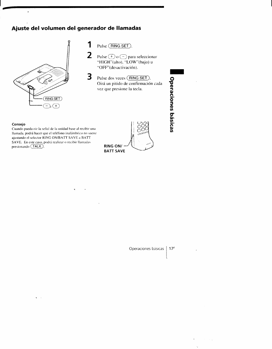 Ajuste del volumen del generador de llamadas | Sony SPP-AQ500 User Manual | Page 58 / 84