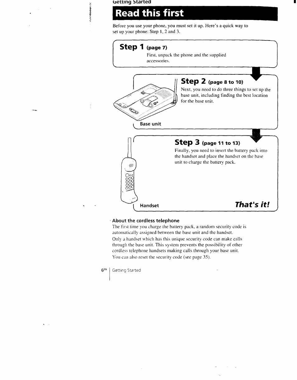 Read this first, That's it, Step 1 | Step, Stop 3 | Sony SPP-AQ500 User Manual | Page 6 / 84