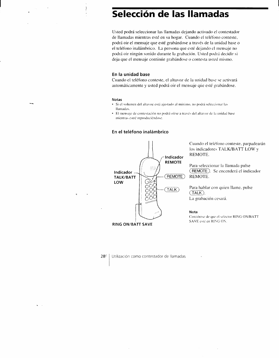 Selección de las llamadas | Sony SPP-AQ500 User Manual | Page 69 / 84