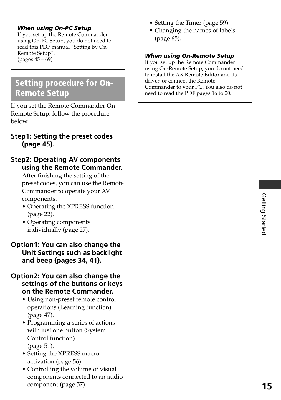 Setting procedure for on-remote setup, Setting procedure for on- remote setup | Sony RM-AX4000A User Manual | Page 15 / 96