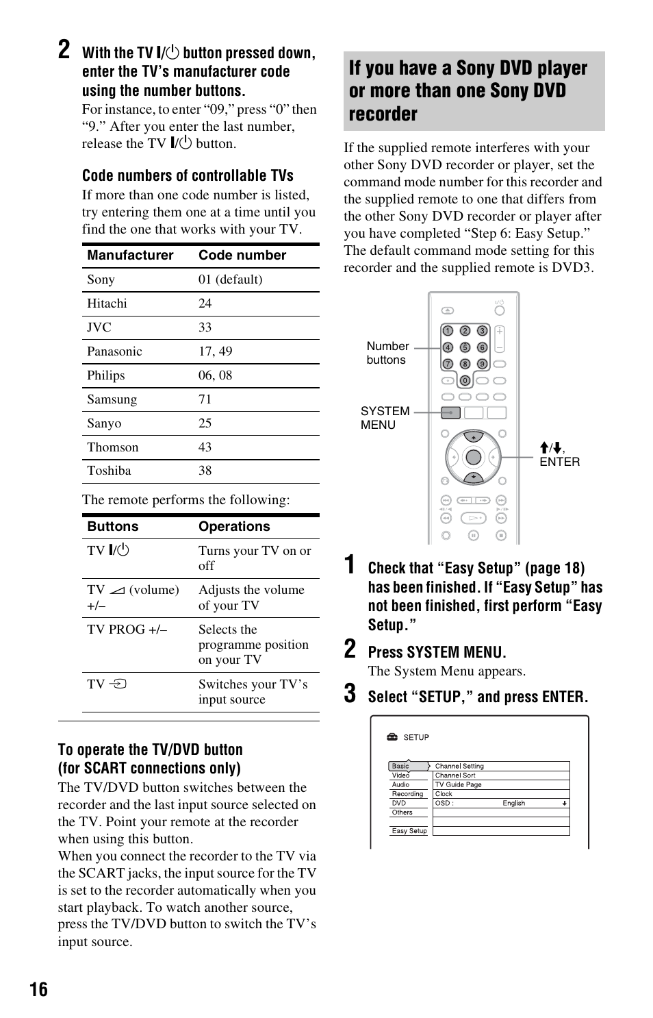 Dvd recorder | Sony RDR-GX120 User Manual | Page 16 / 88