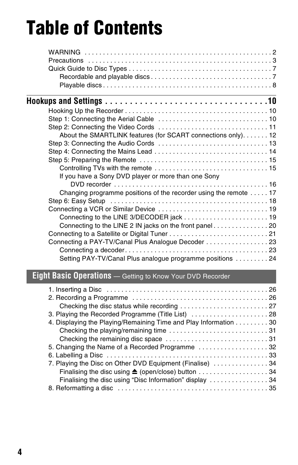 Sony RDR-GX120 User Manual | Page 4 / 88