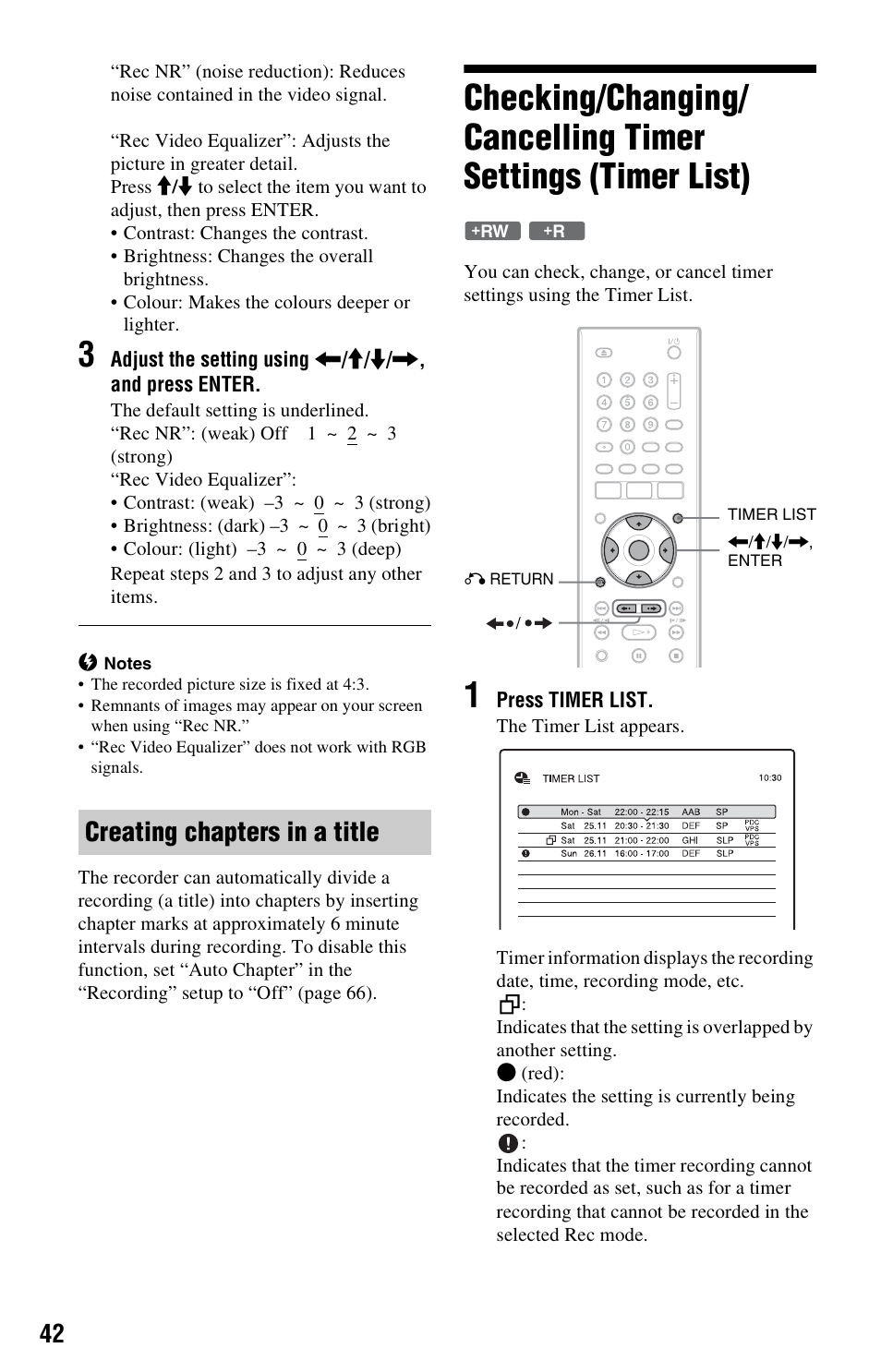 Creating chapters in a title | Sony RDR-GX120 User Manual | Page 42 / 88