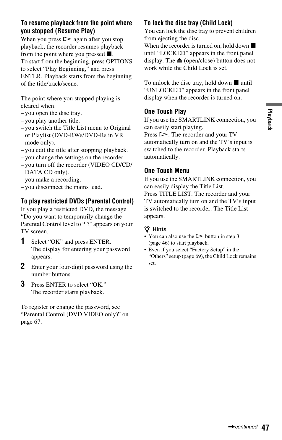 Sony RDR-GX120 User Manual | Page 47 / 88