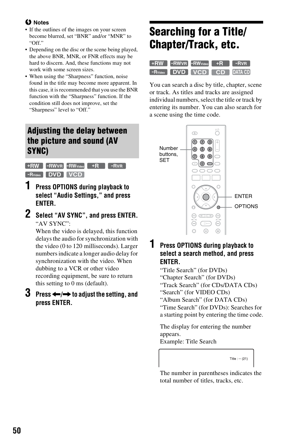 Searching for a title/ chapter/track, etc, Searching for a title/chapter/track, etc | Sony RDR-GX120 User Manual | Page 50 / 88
