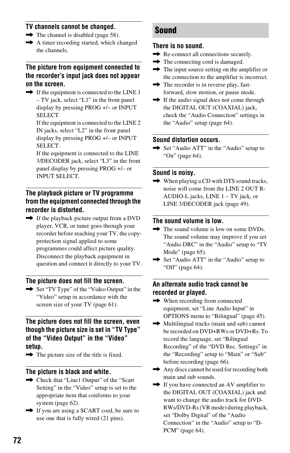 Sound | Sony RDR-GX120 User Manual | Page 72 / 88