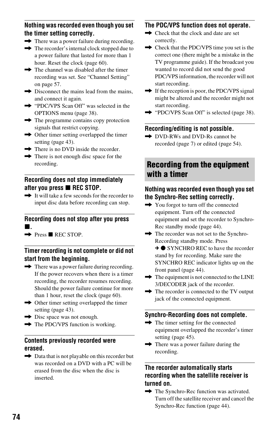 Recording from the equipment with a timer | Sony RDR-GX120 User Manual | Page 74 / 88