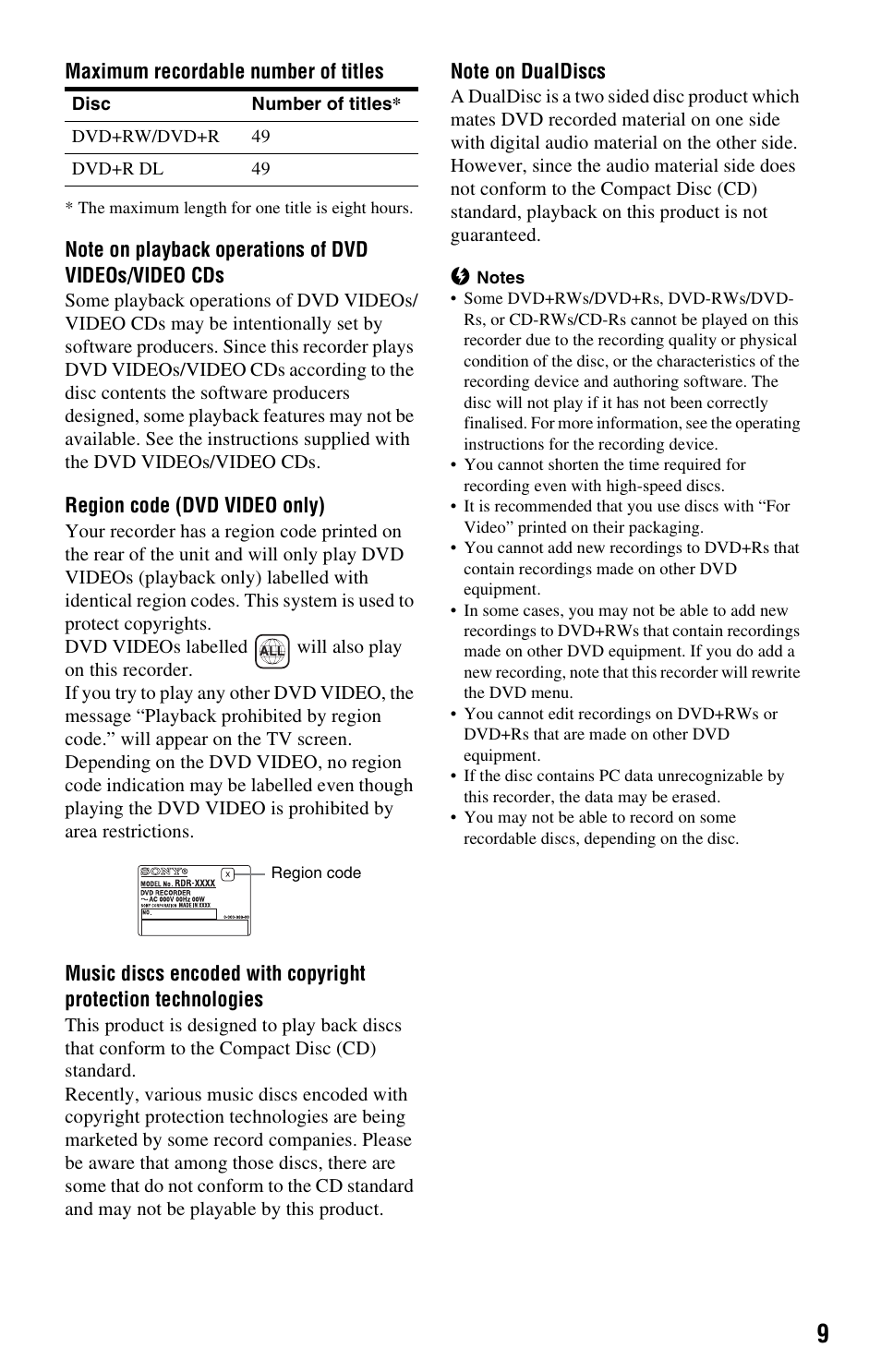 Sony RDR-GX120 User Manual | Page 9 / 88