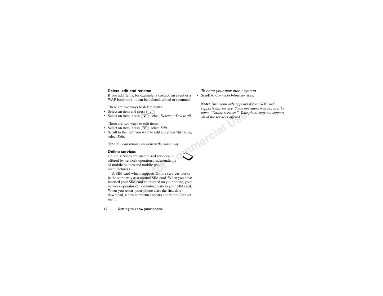 No t fo r c om me rci al u se | Sony T300 User Manual | Page 10 / 83