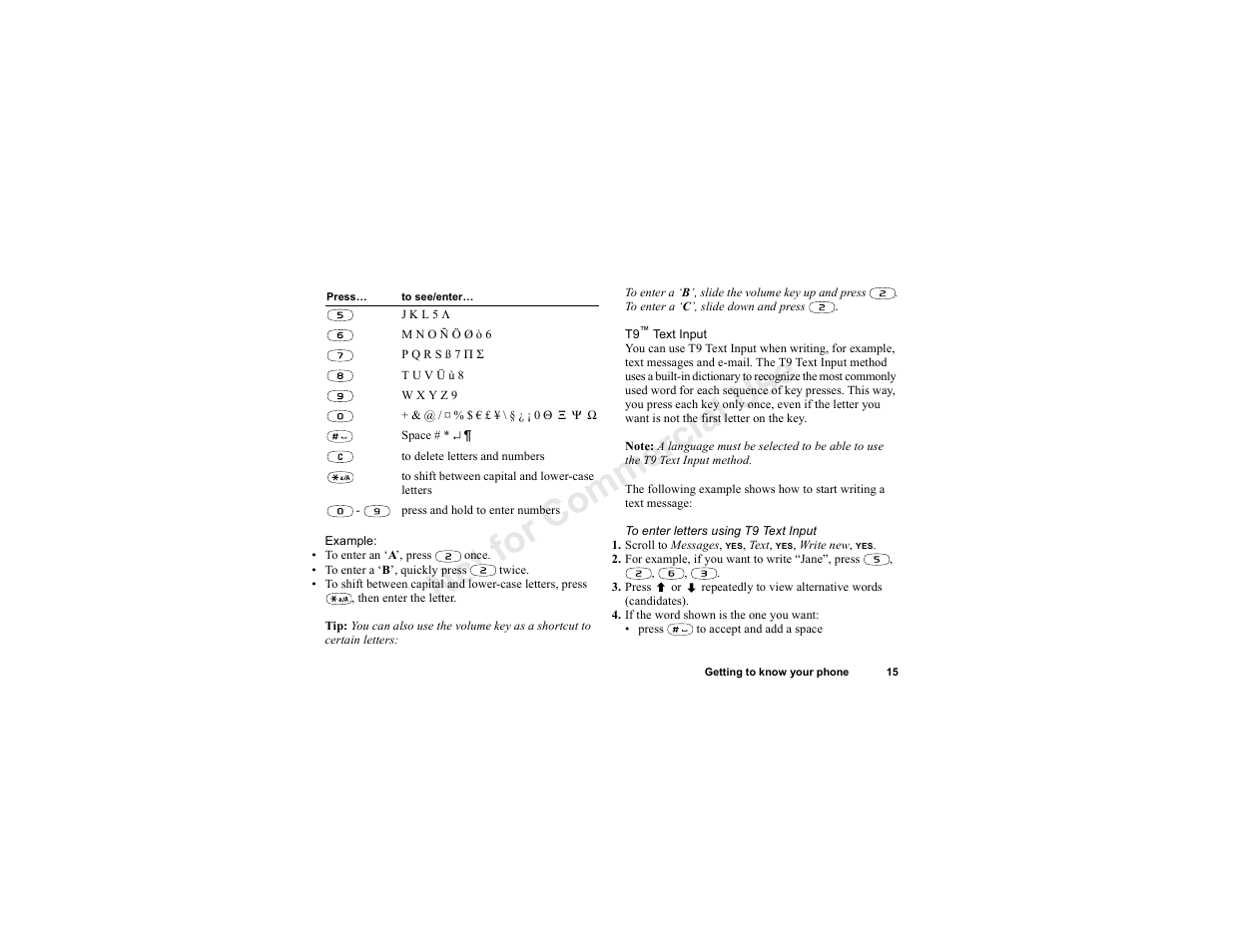 No t fo r c om me rci al u se | Sony T300 User Manual | Page 13 / 83