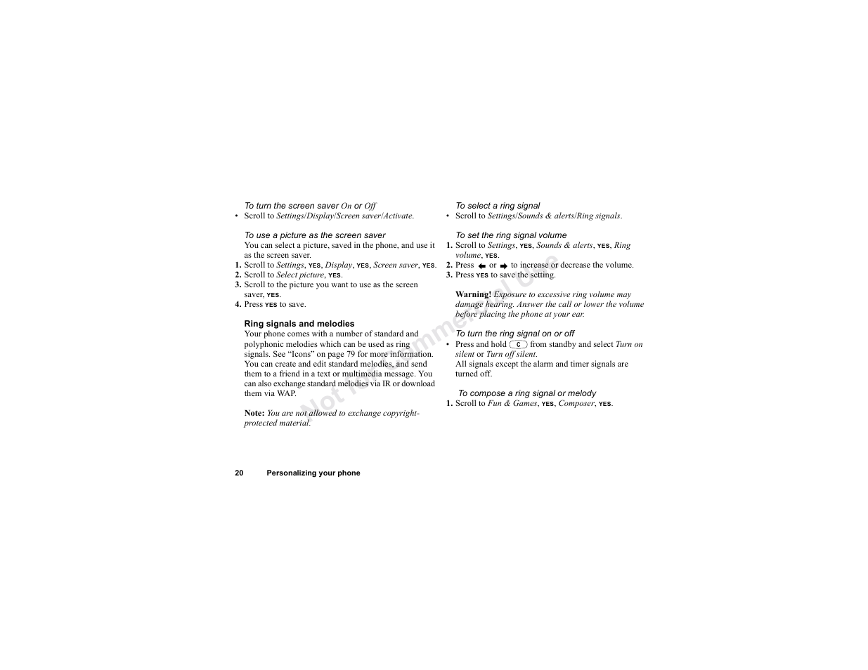 No t fo r c om me rci al u se | Sony T300 User Manual | Page 18 / 83
