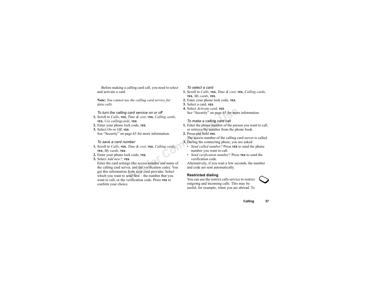 No t fo r c om me rci al u se | Sony T300 User Manual | Page 35 / 83