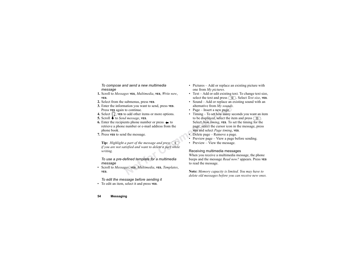 N o t fo r c om me rci al u se | Sony T300 User Manual | Page 52 / 83
