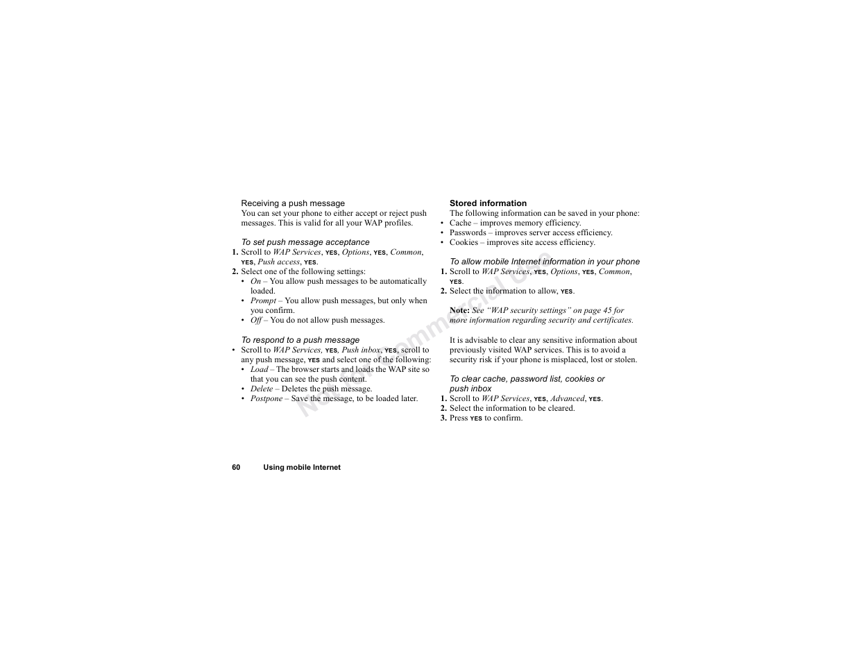 No t fo r c om me rci al u se | Sony T300 User Manual | Page 58 / 83