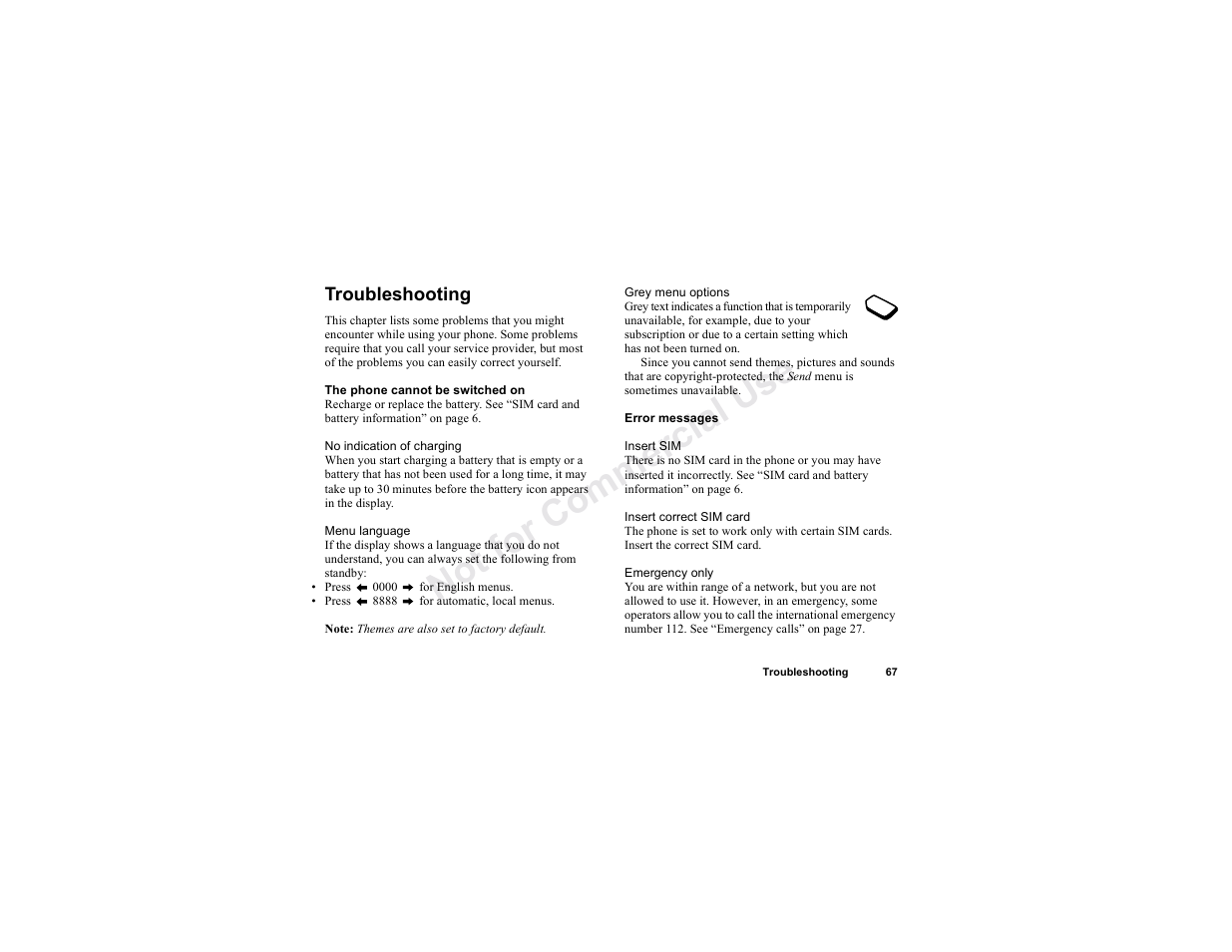 Troubleshooting, Troubleshooting 67 | Sony T300 User Manual | Page 65 / 83