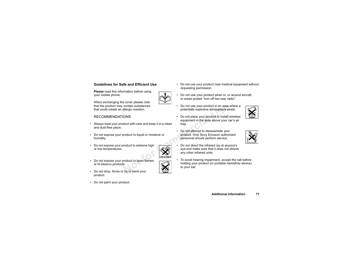 No t fo r c om me rci al u se | Sony T300 User Manual | Page 69 / 83