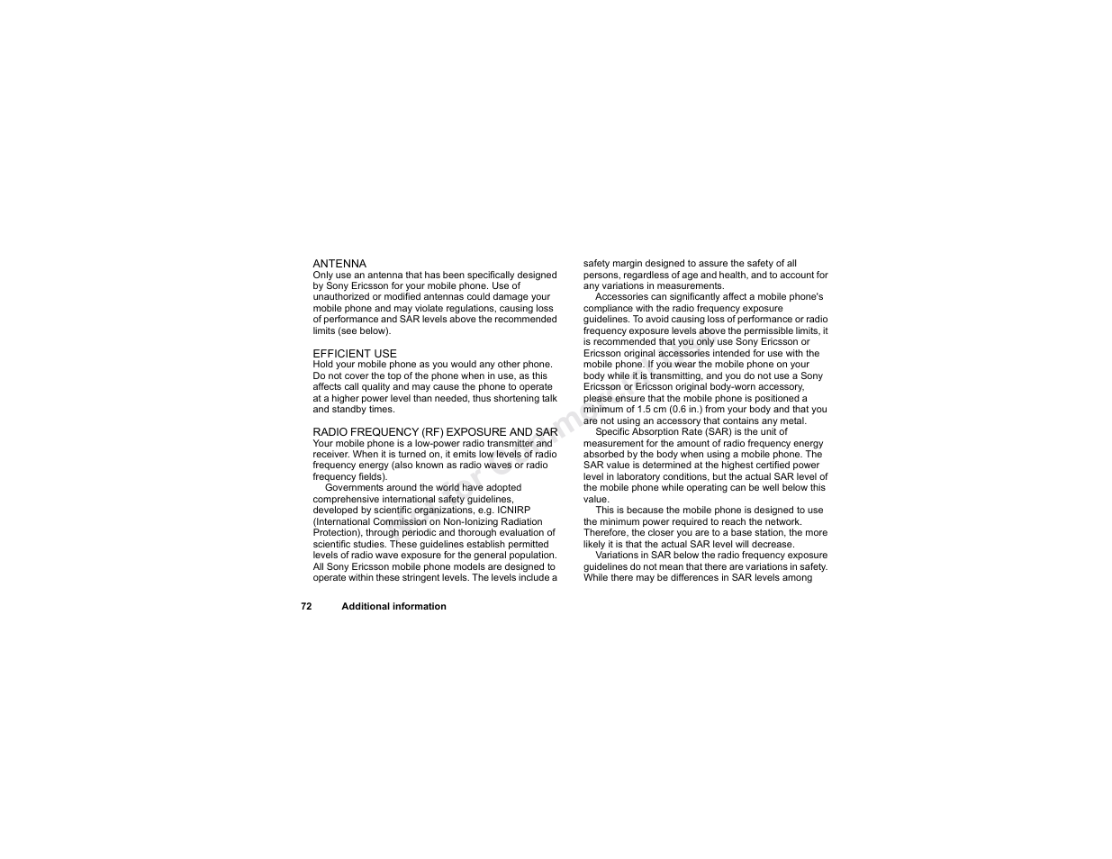 No t fo r c om me rci al u se | Sony T300 User Manual | Page 70 / 83