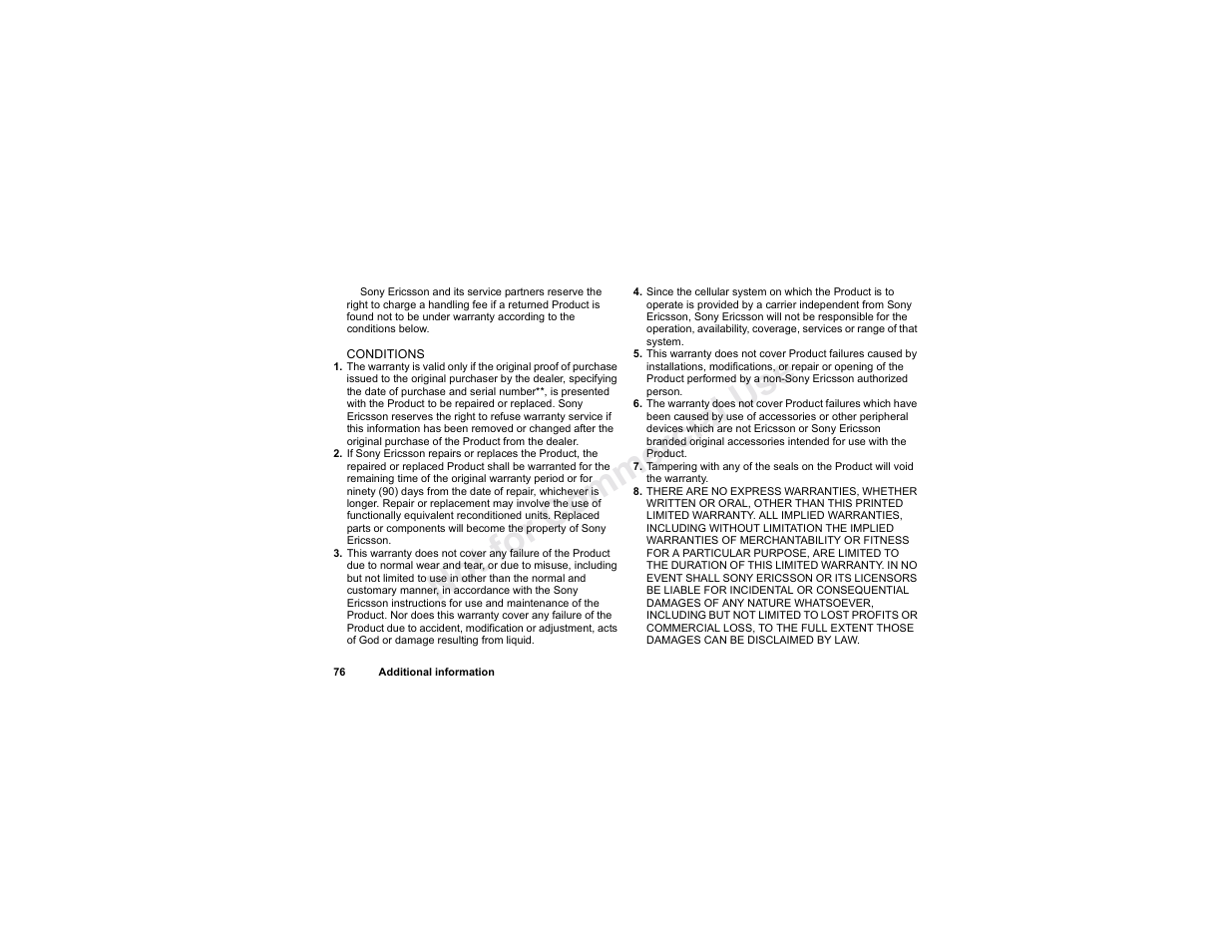 No t fo r c om me rci al u se | Sony T300 User Manual | Page 74 / 83