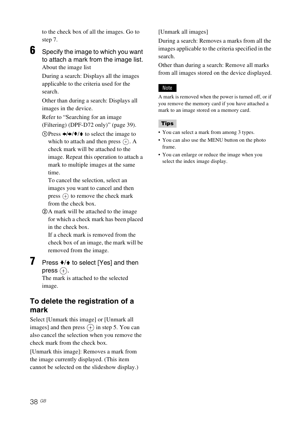 Sony S-FRAME DPF-A72/E72/D72 User Manual | Page 38 / 64