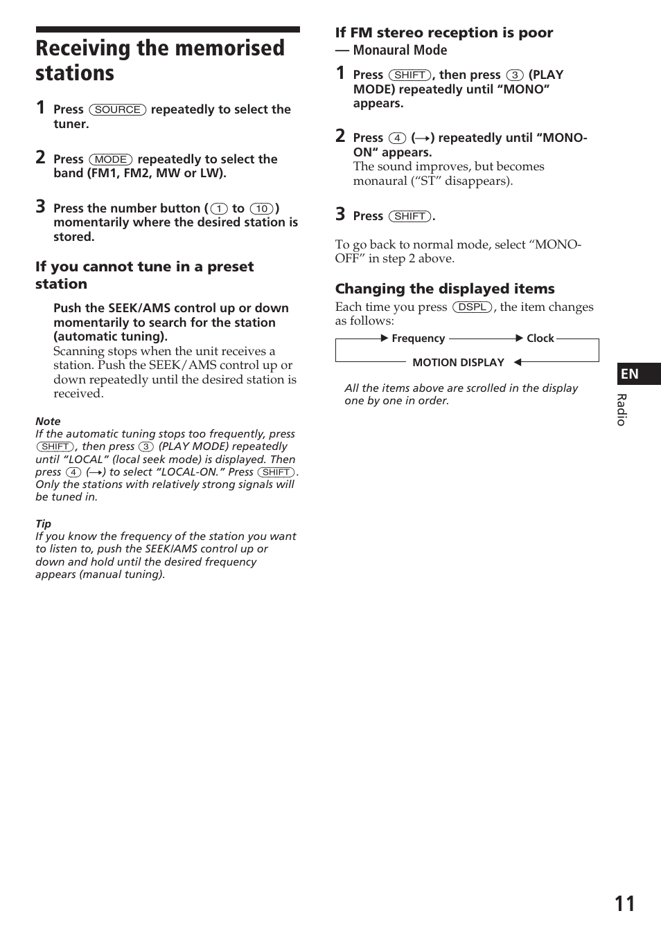 Sony CDX-C580R User Manual | Page 11 / 124