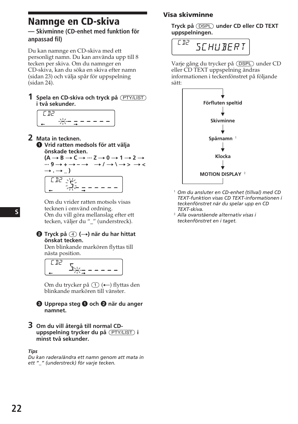 Namnge en cd-skiva | Sony CDX-C580R User Manual | Page 112 / 124