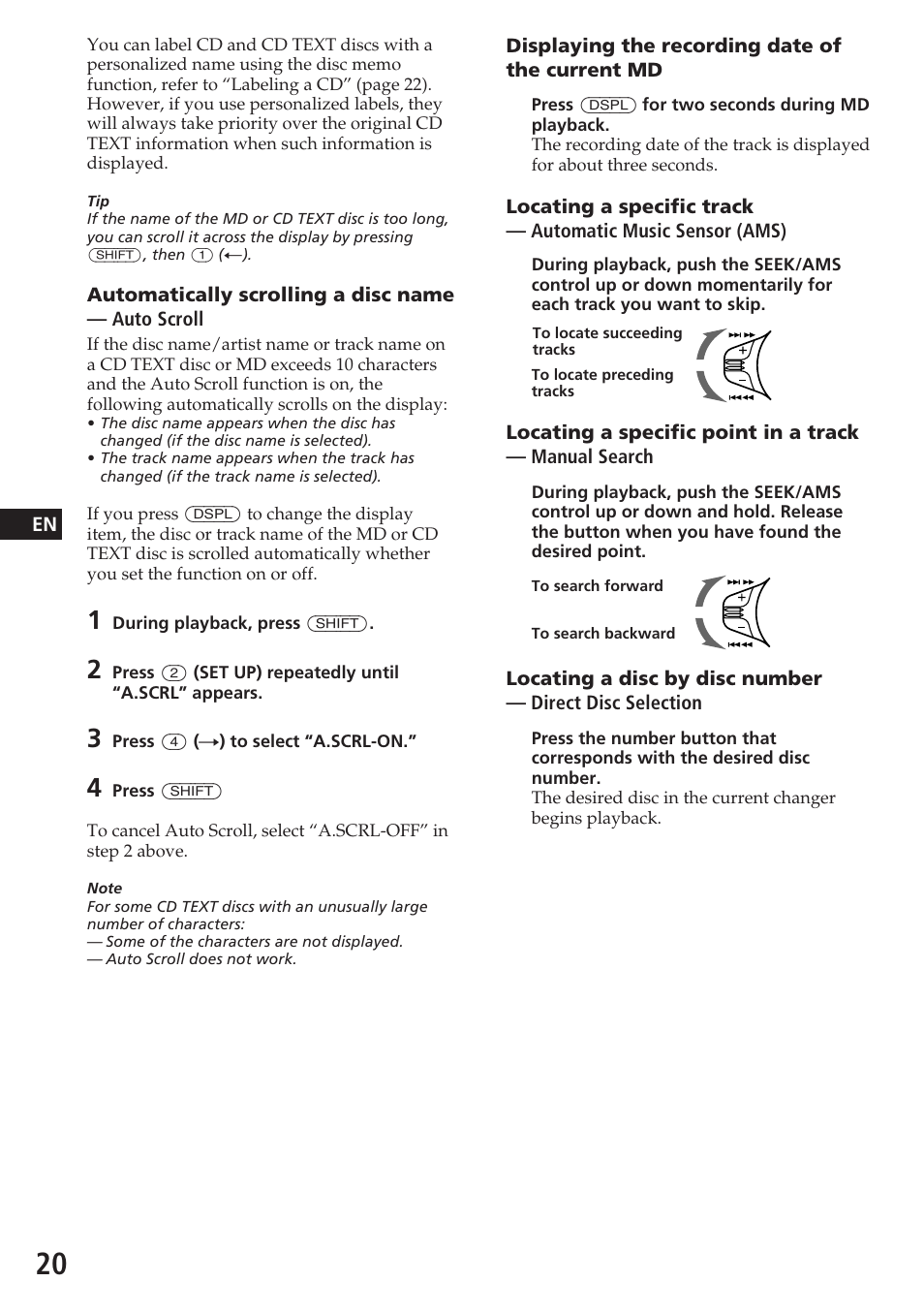 Sony CDX-C580R User Manual | Page 20 / 124