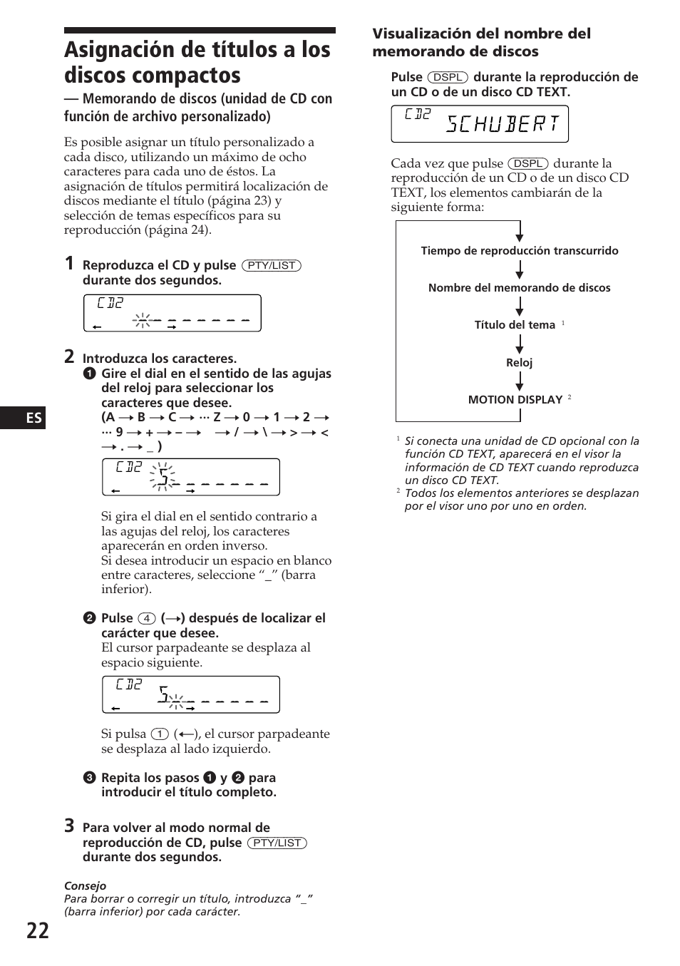 Asignación de títulos a los discos compactos | Sony CDX-C580R User Manual | Page 52 / 124