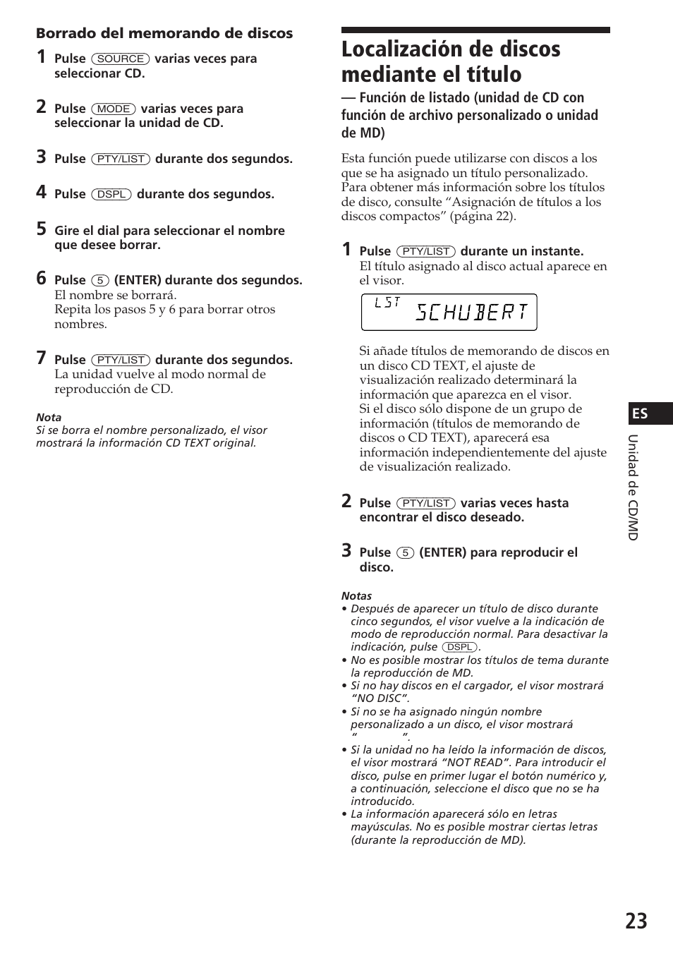 Localización de discos mediante el título | Sony CDX-C580R User Manual | Page 53 / 124